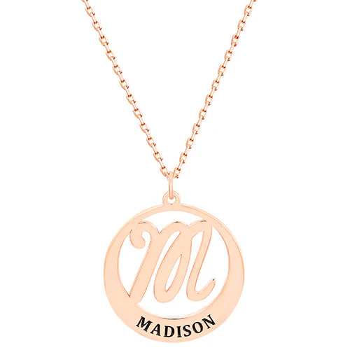 Initial and Engraved Name Tapered Disc Necklace - Image 6