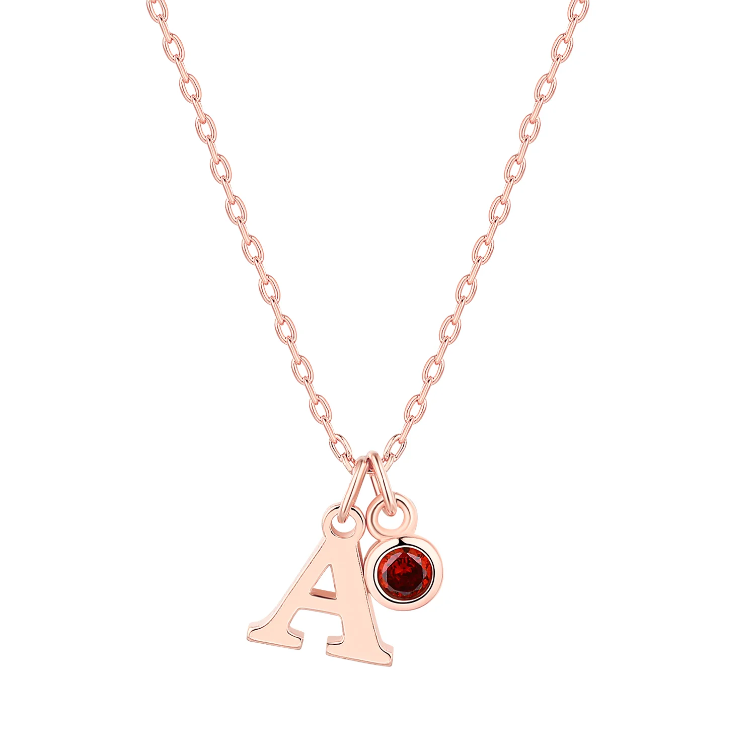 Initial Charm and Birthstone Cluster Necklace - Image 4