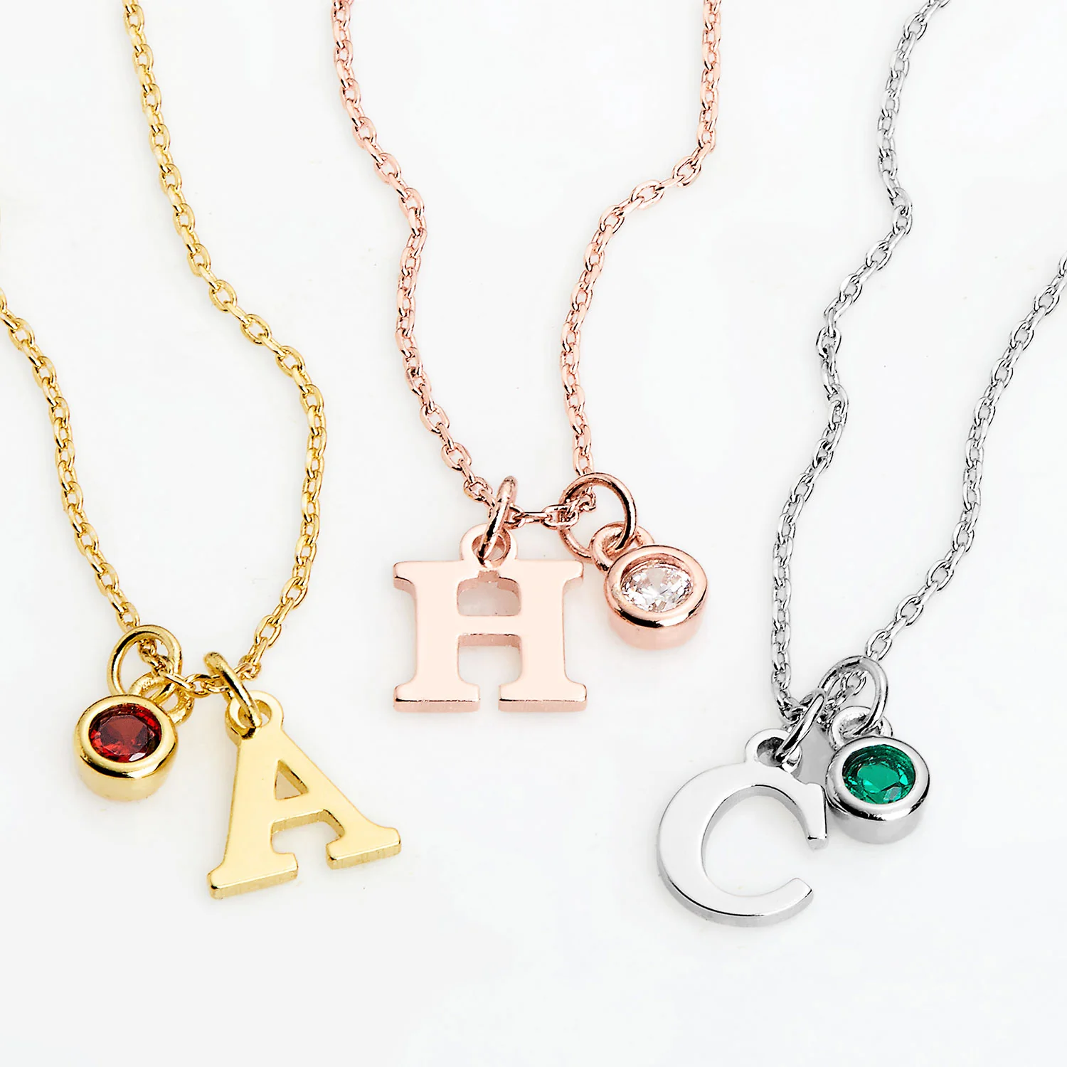 Initial Charm and Birthstone Cluster Necklace - Image 5