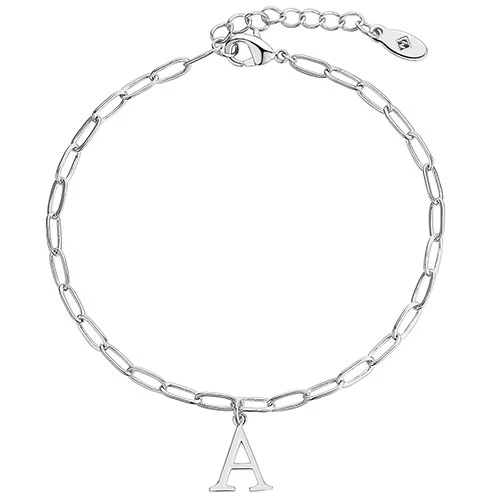 Initial Charm Paperclip Chain Bracelet - Image 2