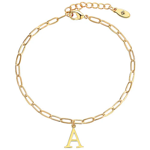 Initial Charm Paperclip Chain Bracelet - Image 4