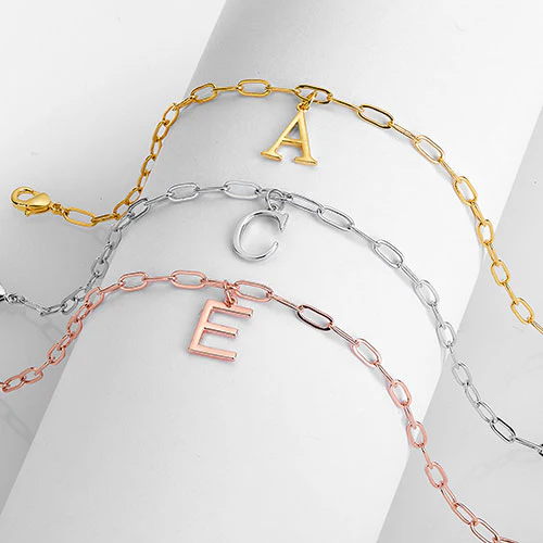 Initial Charm Paperclip Chain Bracelet - Image 8