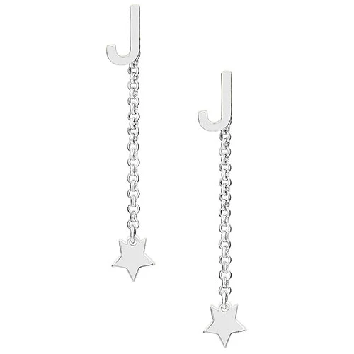 Initial Earring with Star Dangle Button Drop Earrings - Image 3