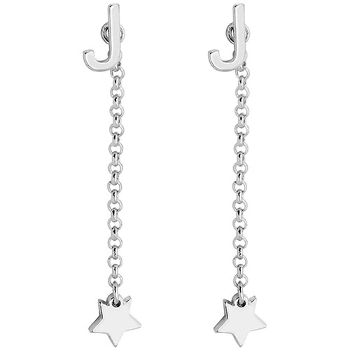 Initial Earring with Star Dangle Button Drop Earrings - Image 4
