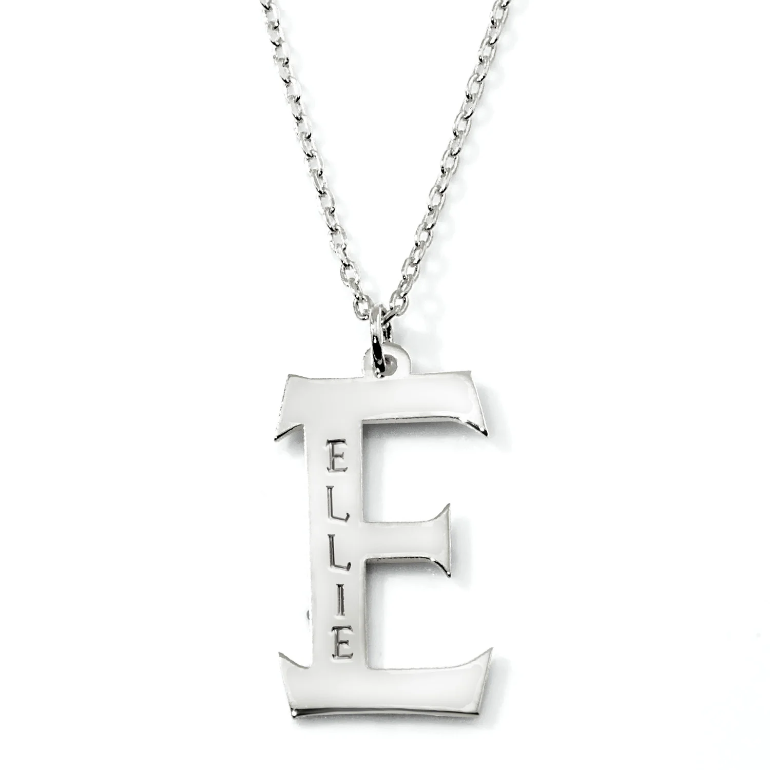 Initial with Engraved Name Necklace - Western Font Initial - Image 4