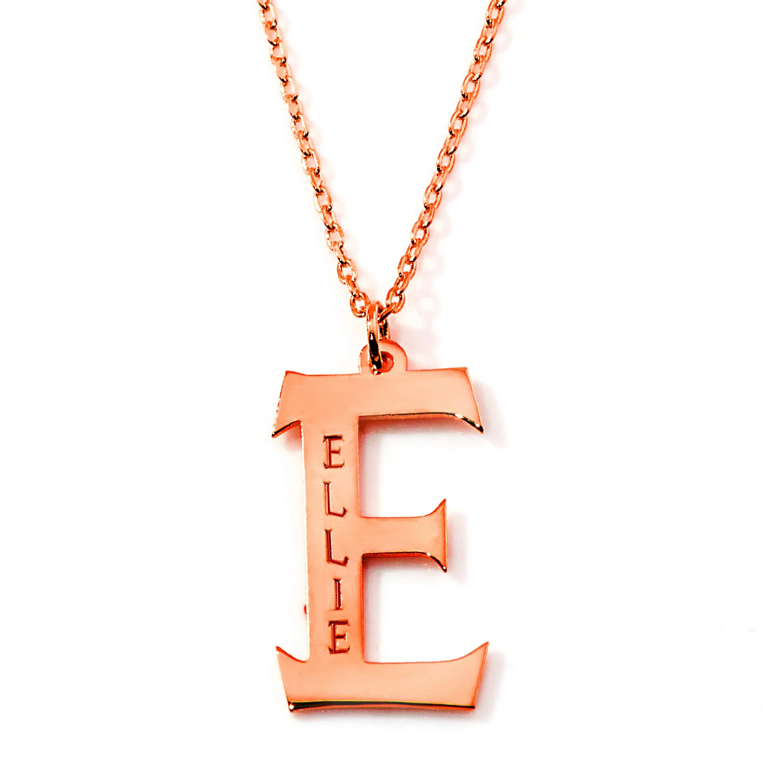 Initial with Engraved Name Necklace - Western Font Initial - Image 5