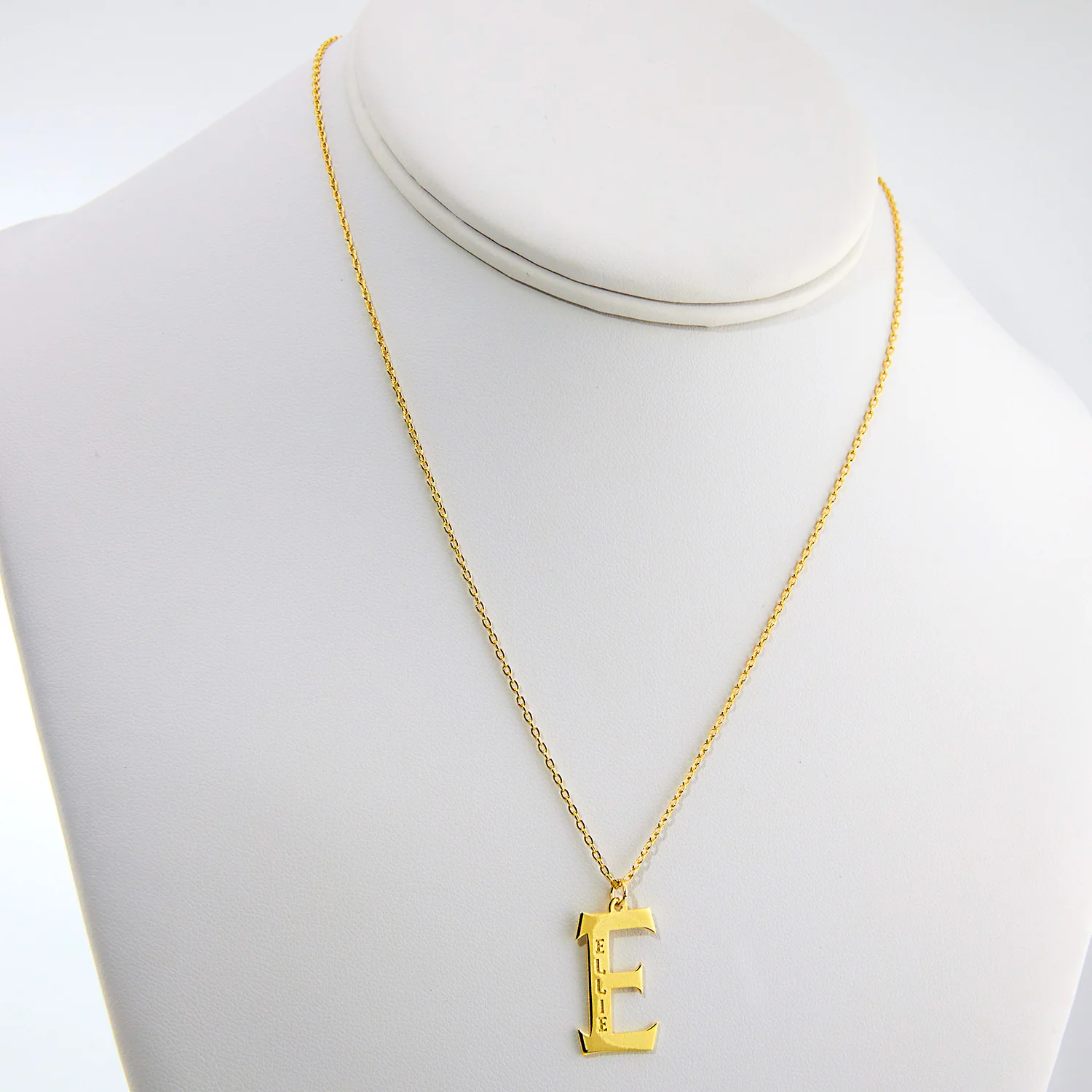 Initial with Engraved Name Necklace - Western Font Initial - Image 6