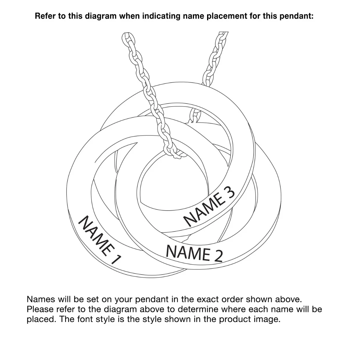 Interlocking Rings Engraved Names Necklace - Image 5