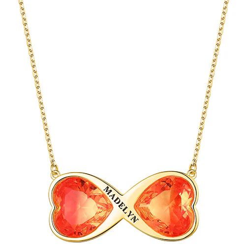 Iridescent Heart Engraved Infinity Necklace - Image 4