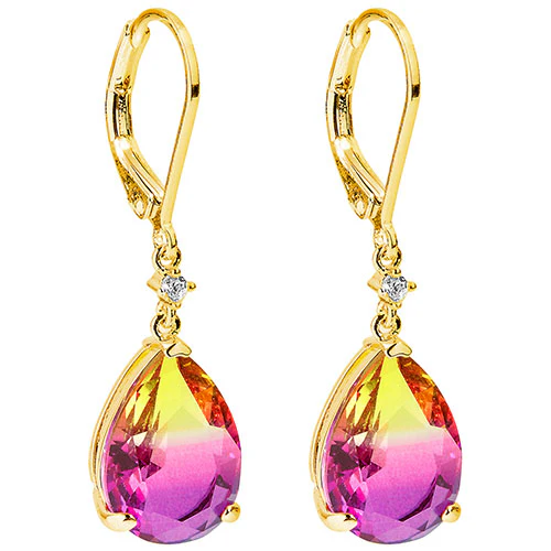 Iridescent Teardrop Stone with CZ Accent Drop Earrings - Image 5