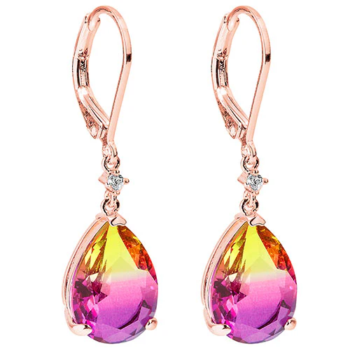 Iridescent Teardrop Stone with CZ Accent Drop Earrings - Image 8