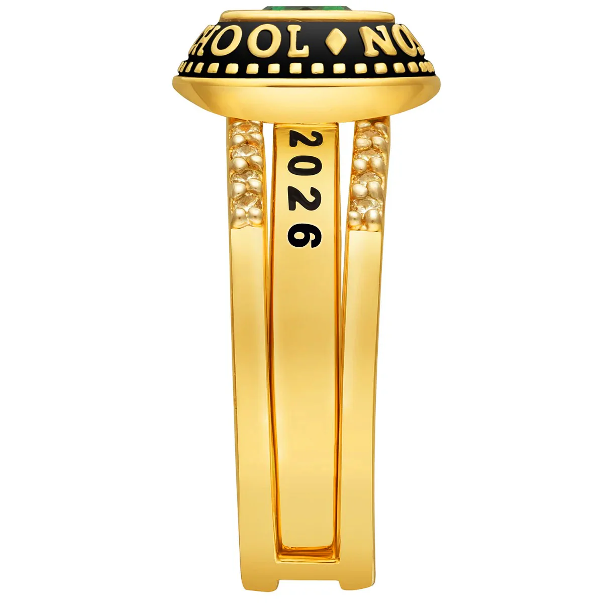 Ladies' 14k Gold Plated Freestyle Class Ring with Jacket and CZ Accents - Image 5