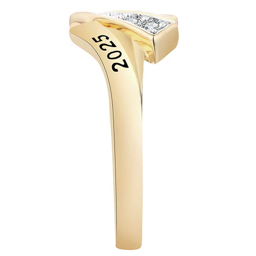 Women's 14K Gold Plated CZ Bypass Class Ring - Image 3