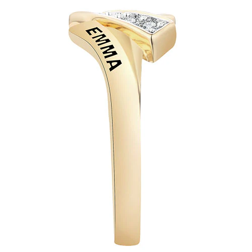 Women's 14K Gold Plated CZ Bypass Class Ring - Image 4
