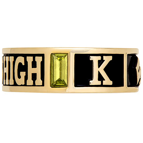 Ladies' 14K Gold Plated Decorated Band Class Ring - Image 4