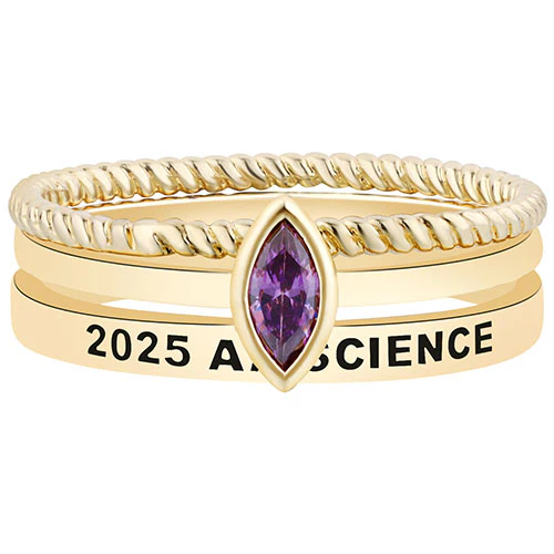 Women's 14K Gold Plated Marquise Birthstone Stackable Class Ring - Image 3
