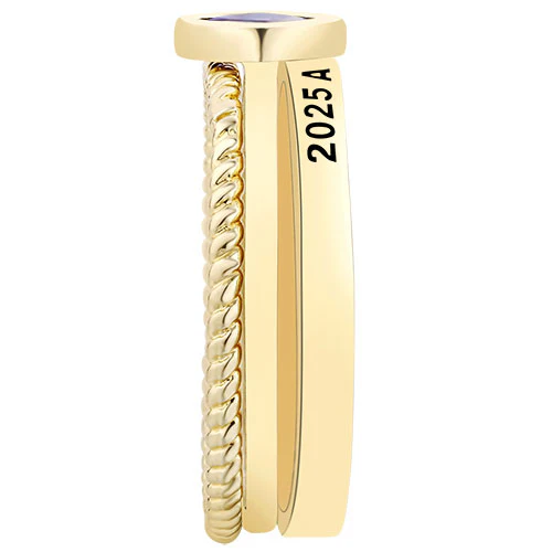 Women's 14K Gold Plated Marquise Birthstone Stackable Class Ring - Image 4