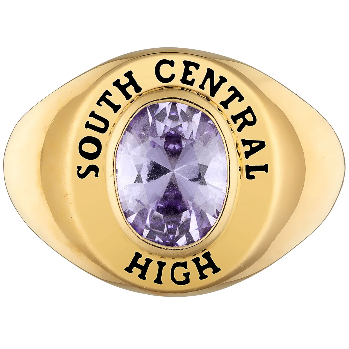 Ladies' 14k Gold Plated Minimal Oval Birthstone Signet Freestyle Class Ring - Image 2