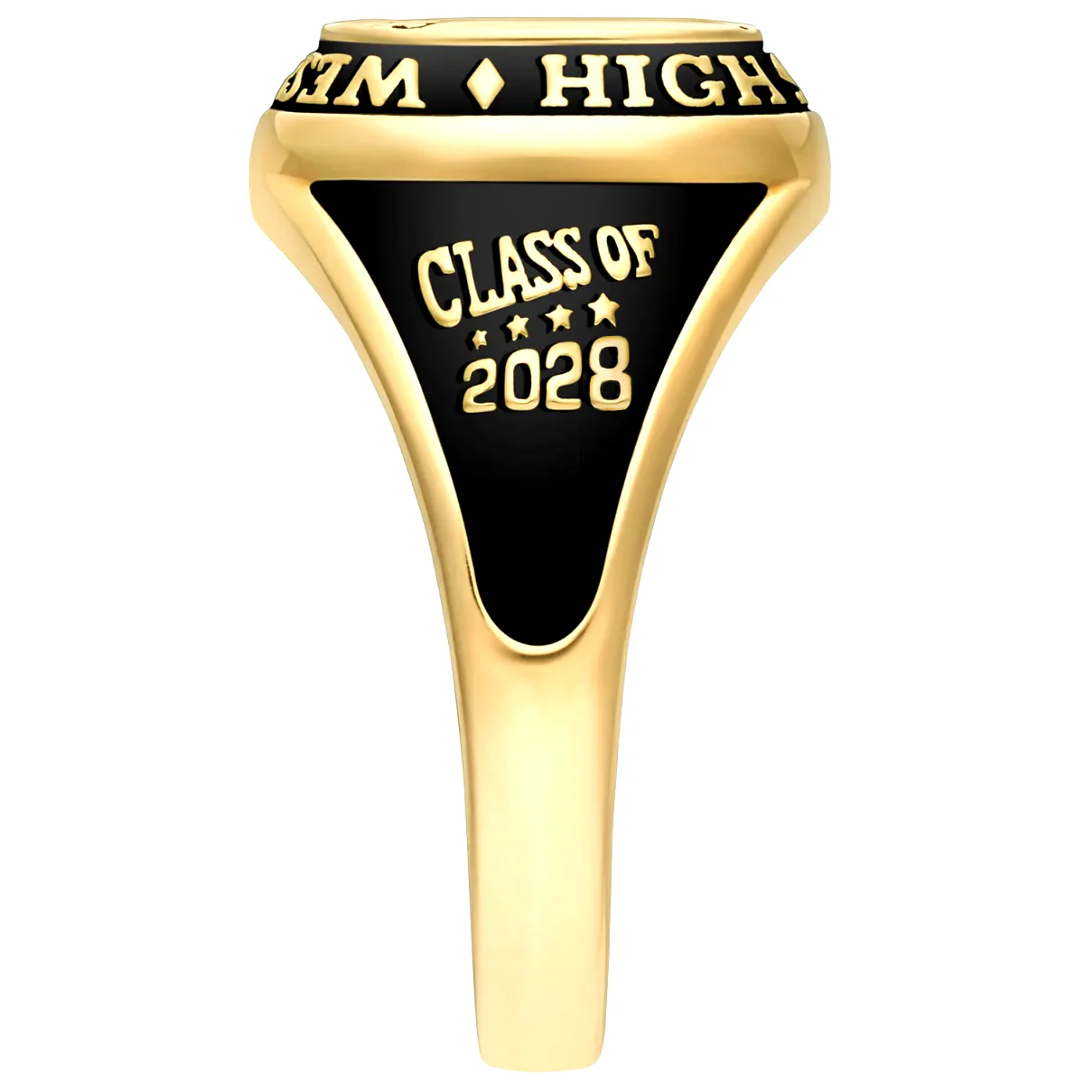Ladies' 14K Gold Plated Traditional Cushion Birthstone Class Ring - Image 3
