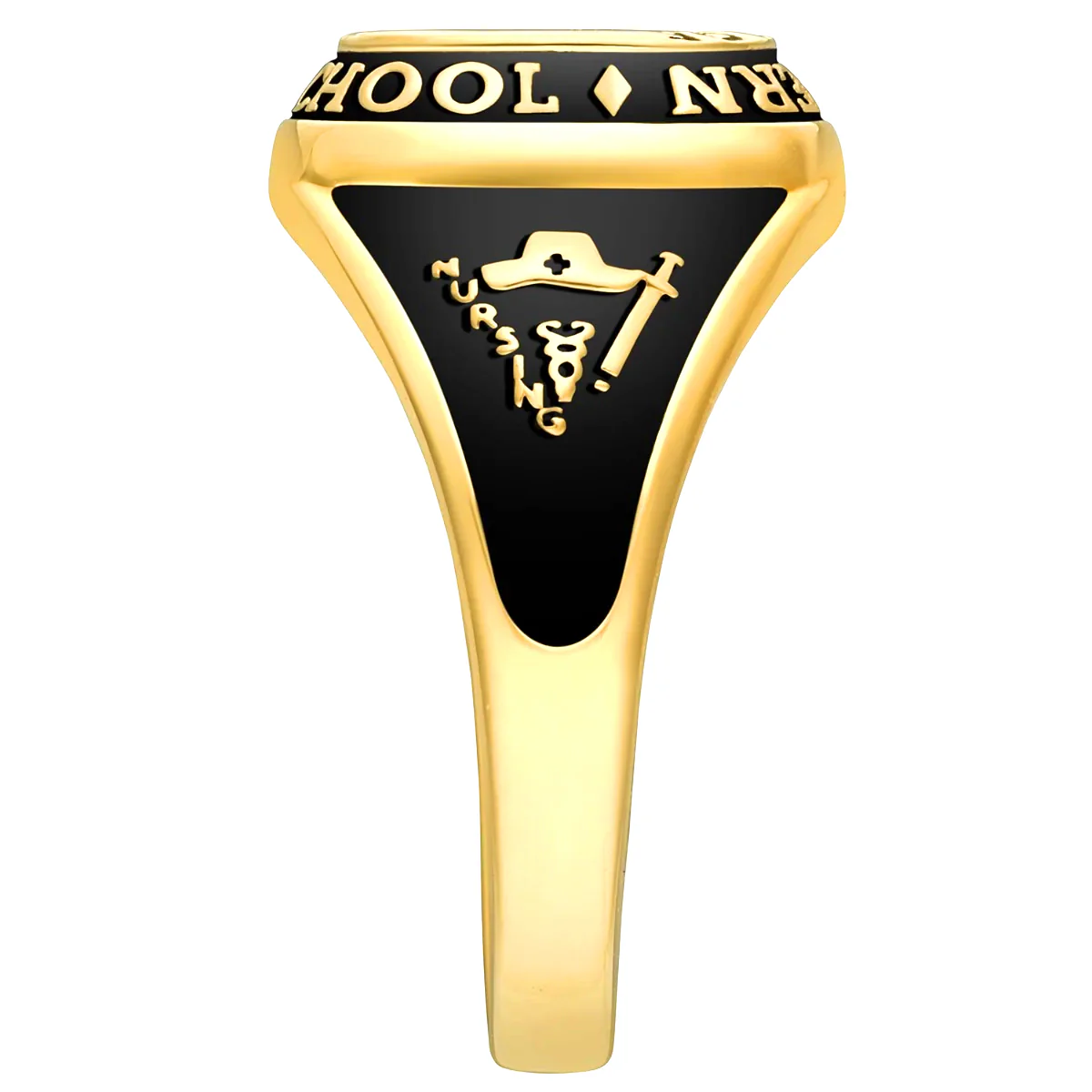 Ladies' 14K Gold Plated Traditional Cushion Birthstone Class Ring - Image 4
