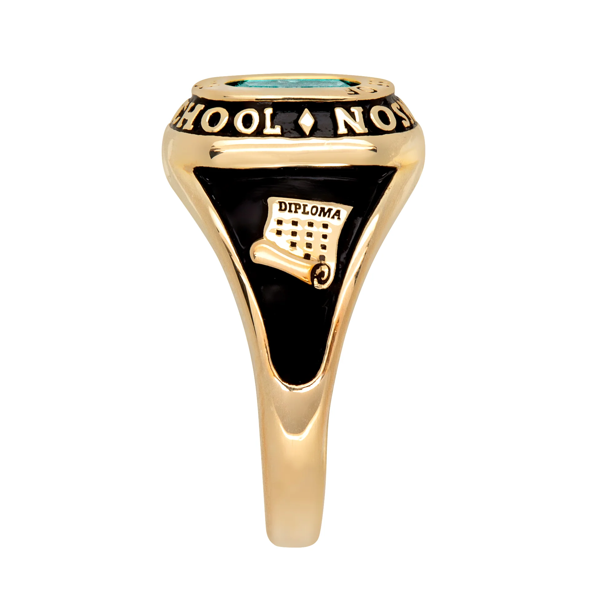 Ladies' 14K Gold Plated Traditional Cushion Birthstone Class Ring - Image 3