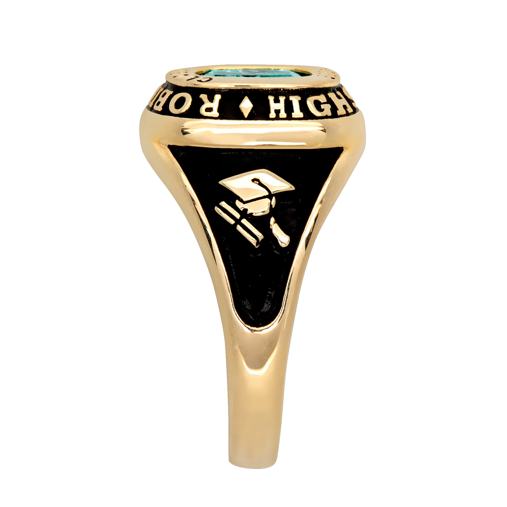 Ladies' 14K Gold Plated Traditional Cushion Birthstone Class Ring - Image 4