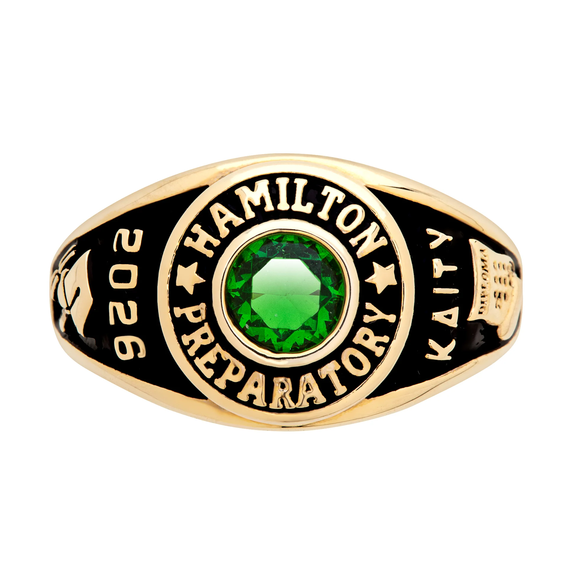 Ladies' 14K Gold Plated Traditional Round Birthstone Class Ring - Image 3