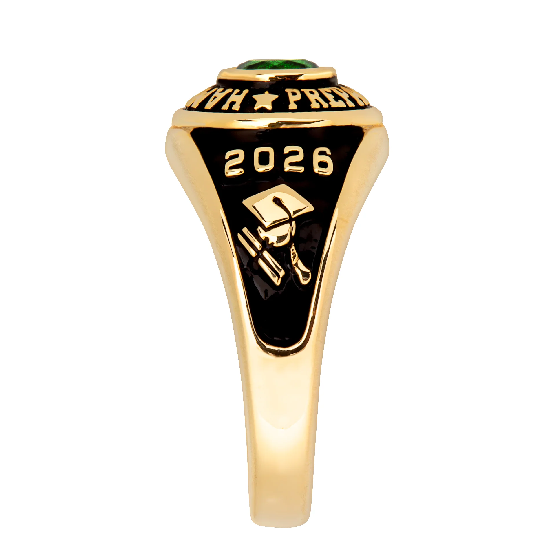 Ladies' 14K Gold Plated Traditional Round Birthstone Class Ring - Image 4