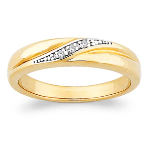 Ladies 14K over Sterling Genuine Diamond Wedding Band - Image 2