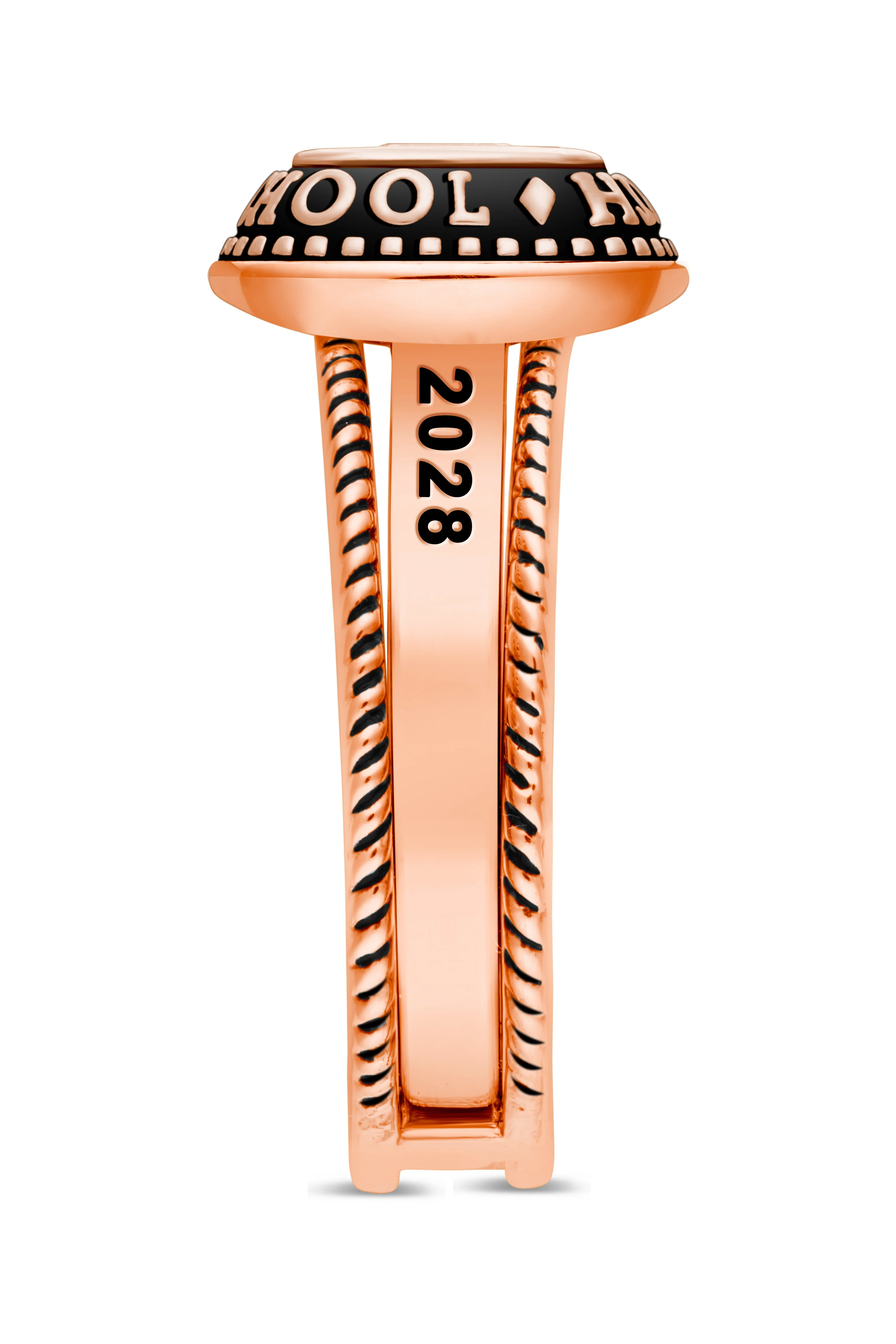 Ladies' 14k Rose Gold Plated Freestyle Class Ring with Jacket - Image 7