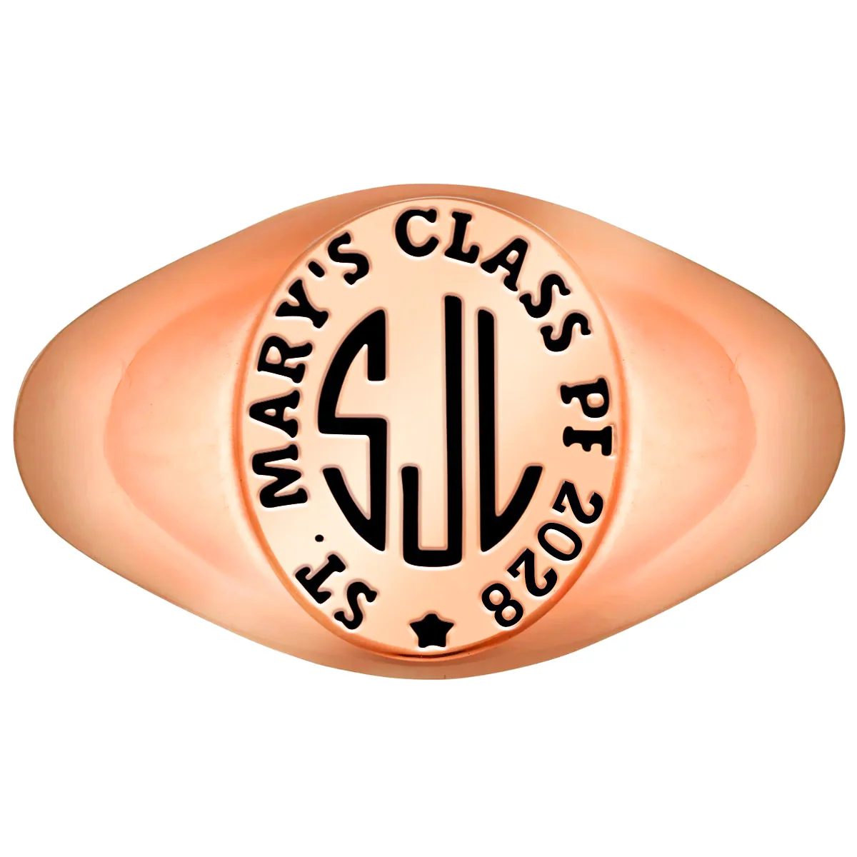 Ladies' 14k Rose Gold Plated Monogram Signet Class Rings - Image 3