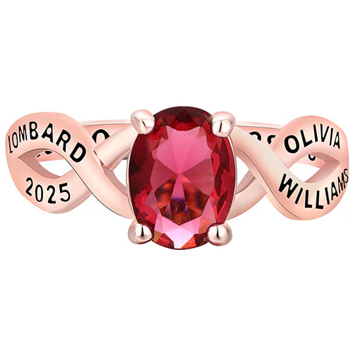 Women's 14K Rose Gold Plated Oval Birthstone Infinity Class Ring - Image 2