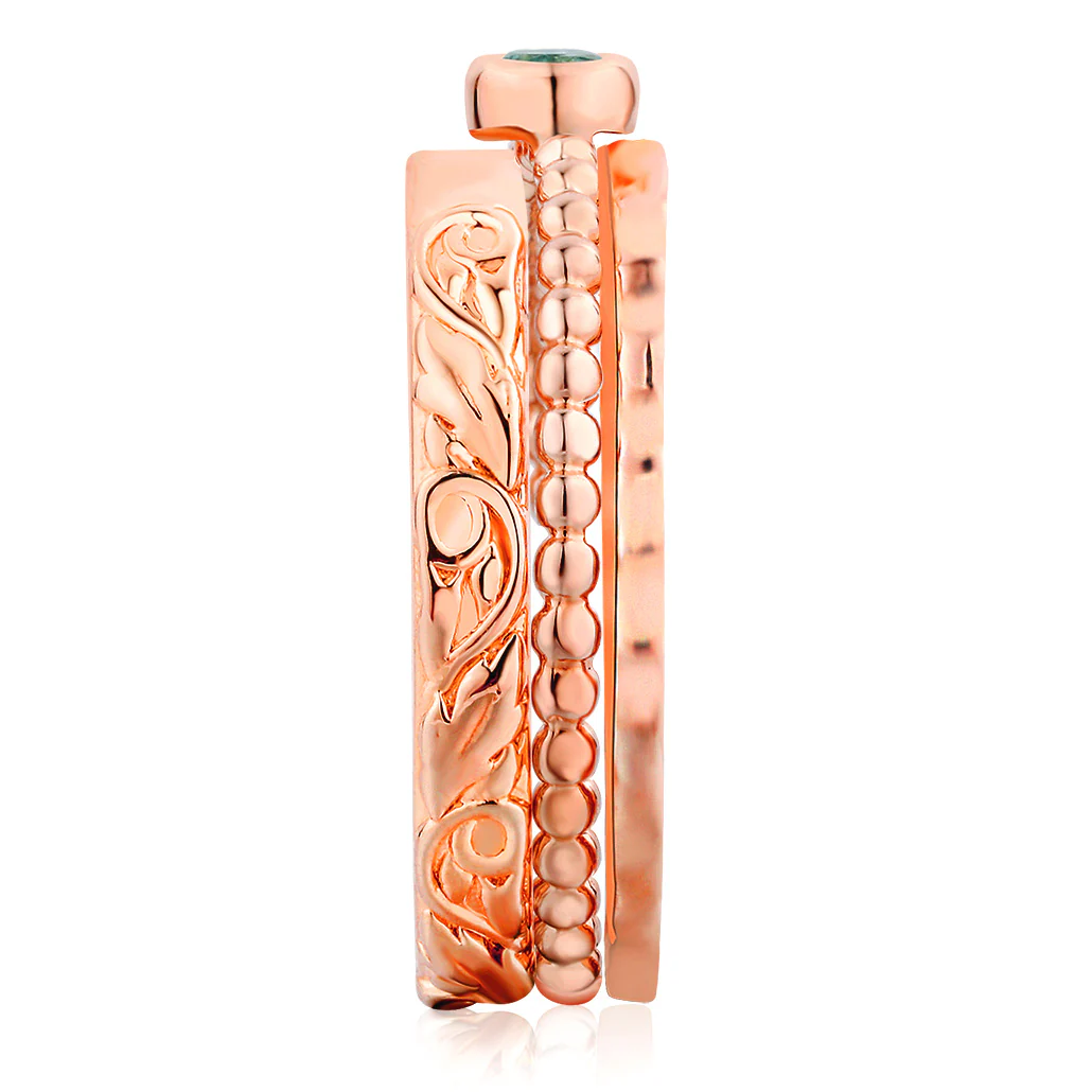 Women's 14K Rose Gold Plated Round Birthstone Stackable Freestyle Class Ring - Image 5