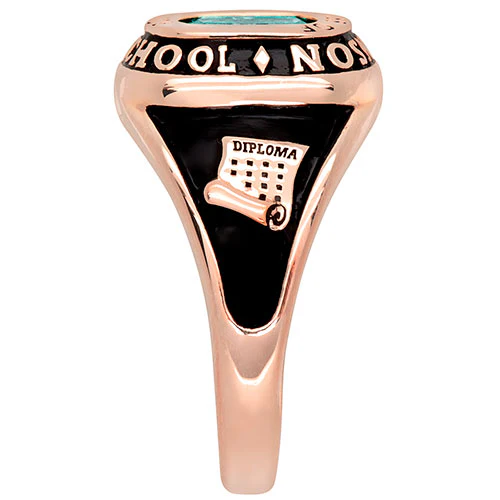 Ladies' 14K Rose Gold Plated Traditional Cushion Birthstone Class Ring - Image 3