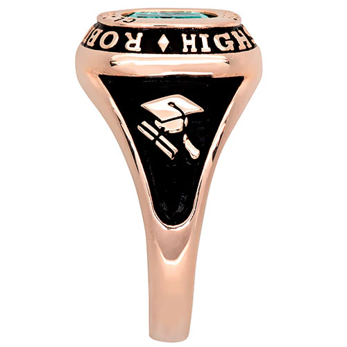 Ladies' 14K Rose Gold Plated Traditional Cushion Birthstone Class Ring - Image 4