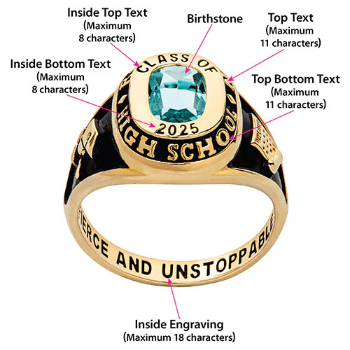 Ladies' 14K Rose Gold Plated Traditional Cushion Birthstone Class Ring - Image 6