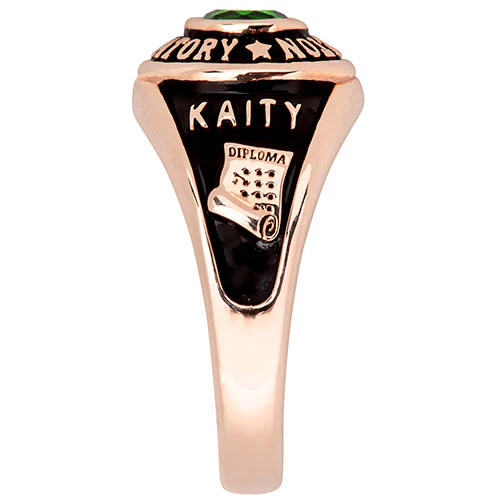 Ladies' 14K Rose Gold Plated Traditional Round Birthstone Class Ring - Image 4