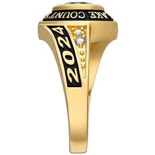 Ladies 18K Gold over Sterling Marquise Birthstone and CZ Class Ring - Image 3