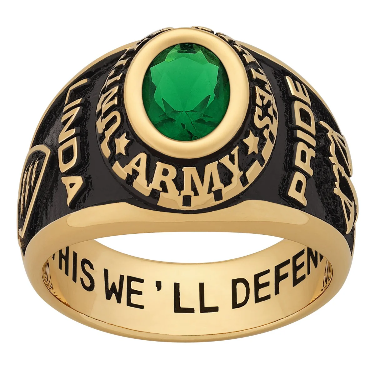 Ladies 18K Gold over Sterling Oval Birthstone MILITARY RING