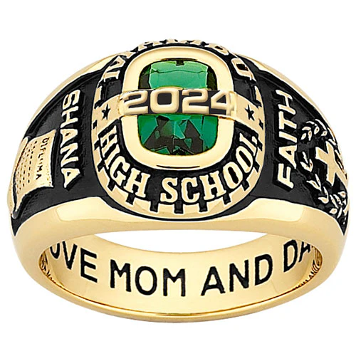 Ladies 18K Gold over Sterling Personalized-Bridge Traditional Class Ring