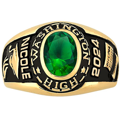 Ladies 18K Gold over Sterling Traditional Oval Stone Class Ring - Image 3