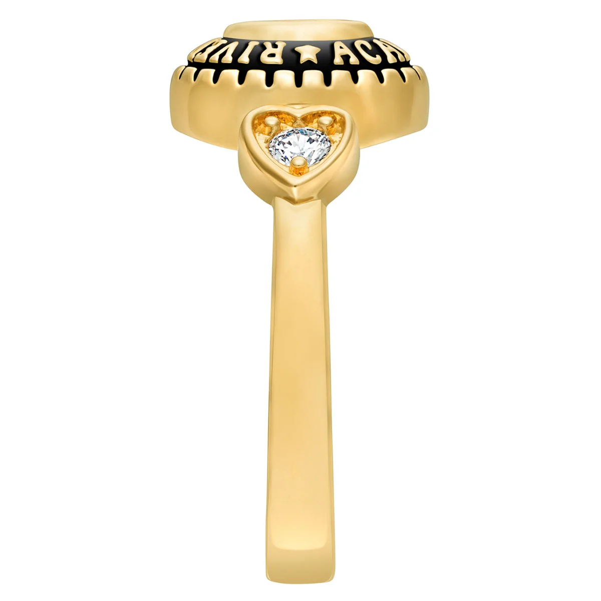 Ladies 18K Gold over Sterling Traditional Oval Stone & CZ Heart Class Ring - Image 3