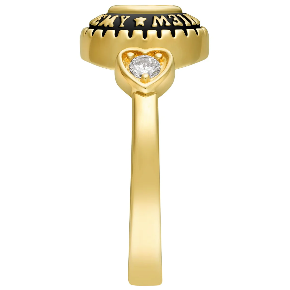 Ladies 18K Gold over Sterling Traditional Oval Stone & CZ Heart Class Ring - Image 4