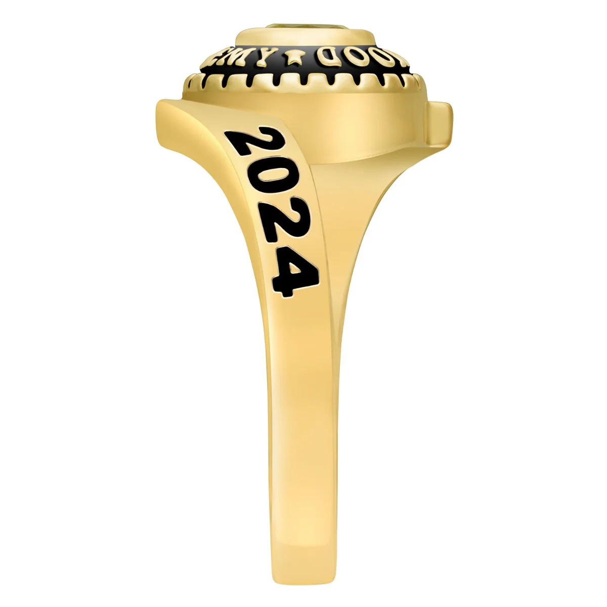 Ladies 18K Gold over Sterling Traditional Oval Wrap Class Ring - Image 4