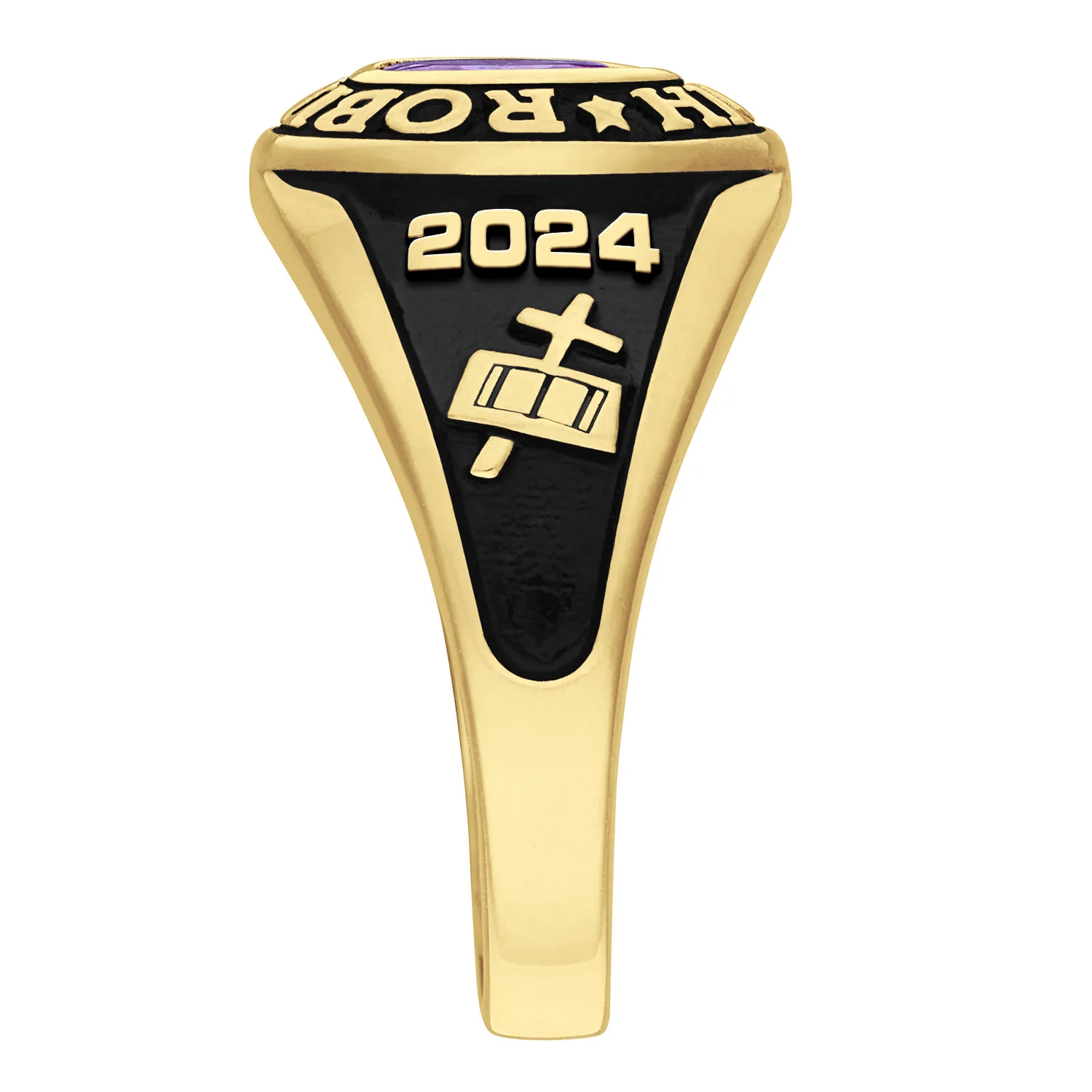 Ladies 18K Gold Over Sterling Traditional Petite Oval Birthstone Class Ring - Image 3