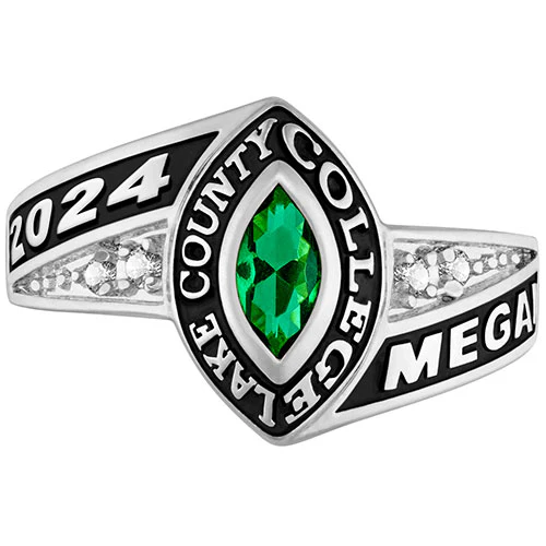 Ladies CELEBRIUM Marquise Birthstone and CZ Class Ring - Image 2