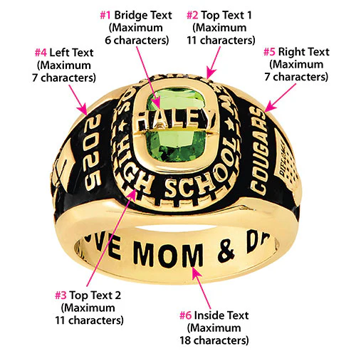 Ladies CELEBRIUM Personalized-Top Traditional Class Ring - Image 7