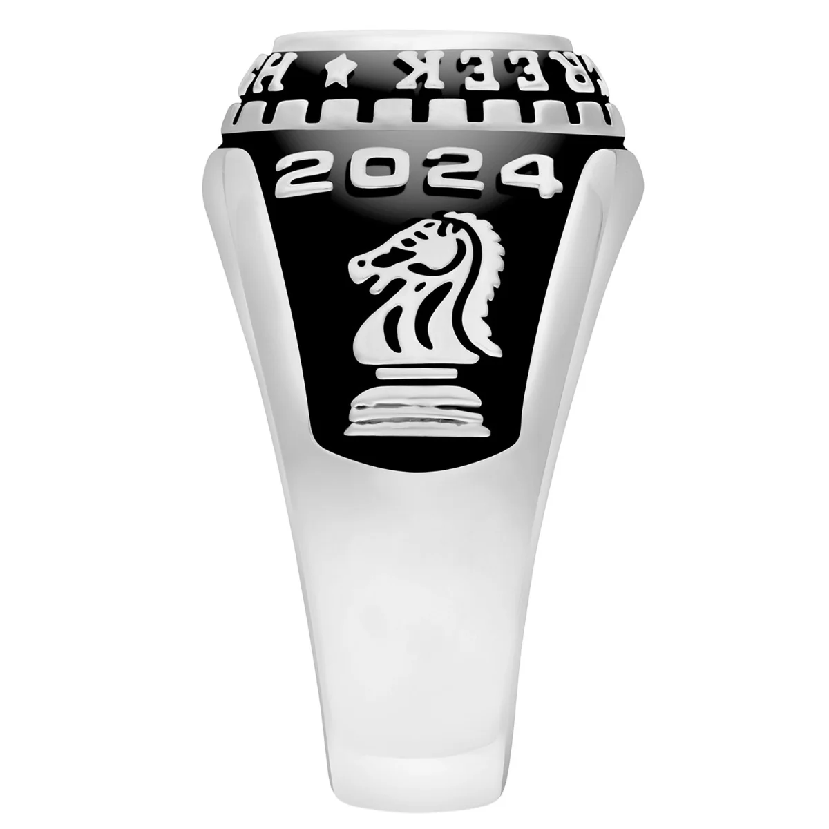 Ladies Platinum Plated CELEBRIUM Traditional Oval Birthstone Class Ring - Image 4