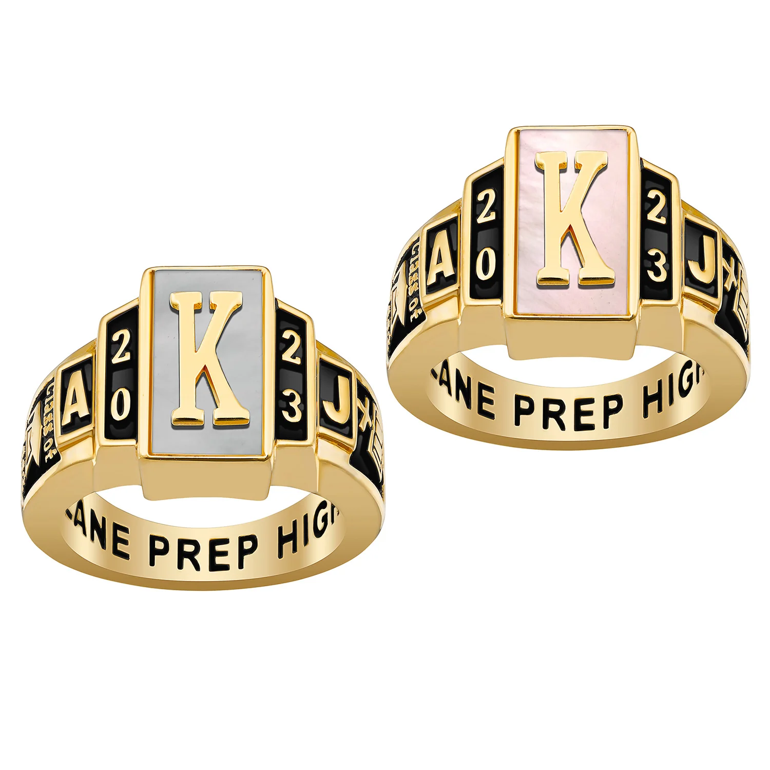 Ladies' Gold Celebrium Genuine Stone Art Deco Class Ring