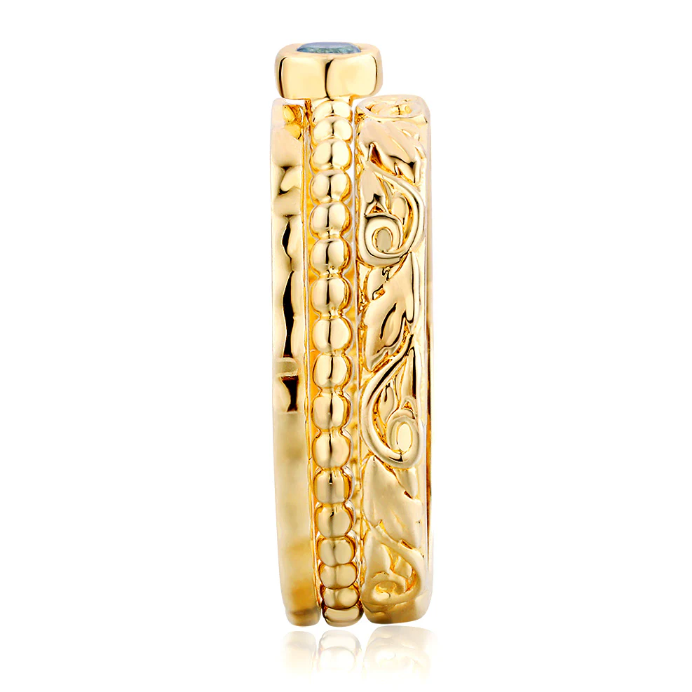 Women's Gold over Sterling Round Birthstone Stackable Freestyle Class Ring - Image 4